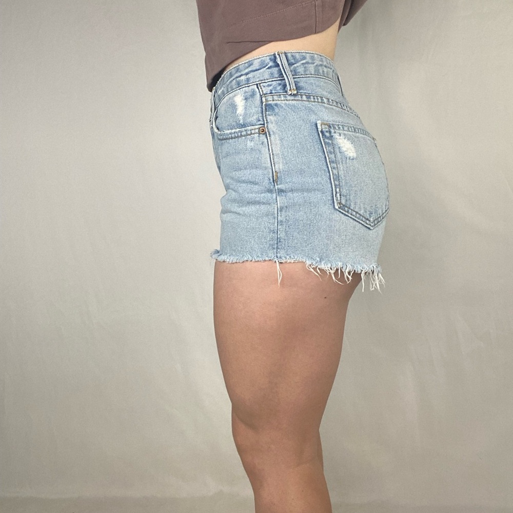 GRLFRND Cindy High Rise Distressed Jean Denim Short in Color You Needed Me Boho - Picture 5 of 8